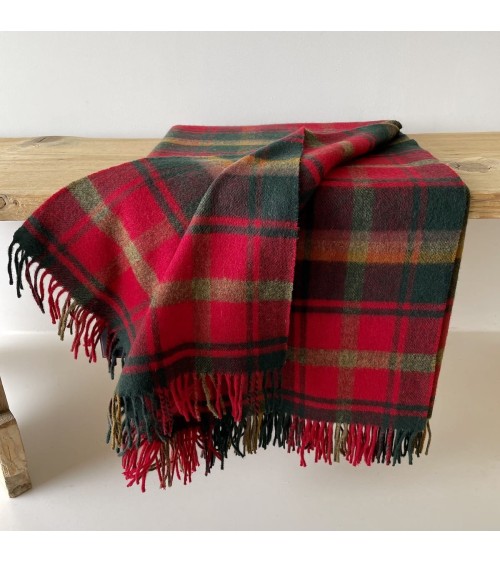 Plaid tartan DARK MAPLE - Couverture en laine merinos Bronte by Moon anglaise plaid tartan ecossais 100 laine highland
