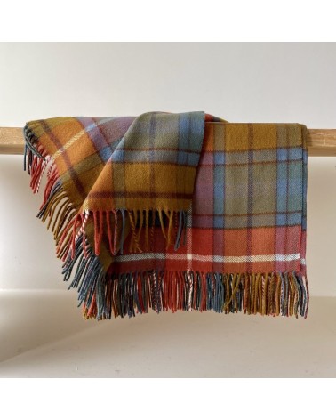 ANTIQUE BUCHANAN - Merino wool blanket Bronte by Moon clan plaids english sofa cozy soft throw blanket