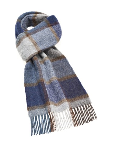 PATELEY Bleu - echarpe en laine merinos Bronte by Moon luxe pour femme homme Suisse Kitatori