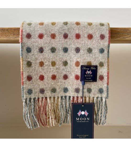 Merino wool scarf - MULTI SPOT Beige Bronte by Moon Scarves design switzerland original