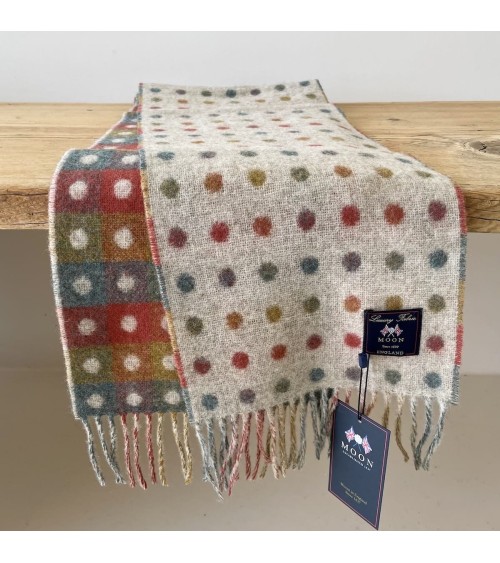 MULTI SPOT Beige - echarpe multicolore en laine merinos Bronte by Moon luxe pour femme homme Suisse Kitatori