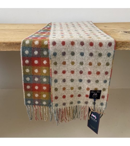 MULTI SPOT Beige - echarpe multicolore en laine merinos Bronte by Moon luxe pour femme homme Suisse Kitatori