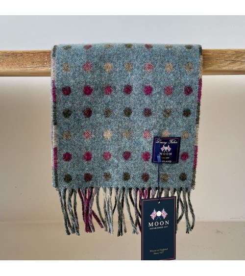 Merino wool scarf - MULTI SPOT Teal Bronte by Moon Scarves design switzerland original