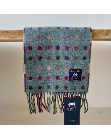 MULTI SPOT Teal - écharpe multicolore en laine mérinos Bronte by Moon luxe pour femme homme