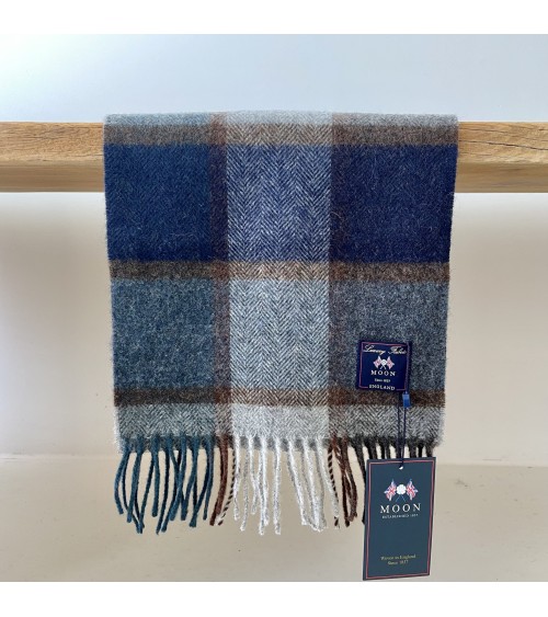Merino wool scarf - PATELEY Blue Bronte by Moon Scarves design switzerland original