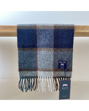 PATELEY Bleu - echarpe en laine merinos Bronte by Moon luxe pour femme homme Suisse Kitatori