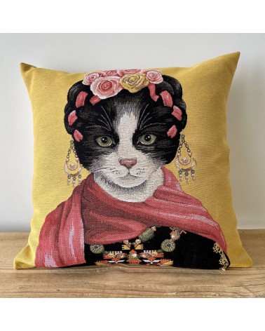 Cat portrait - Frida Kahlo - Cushion cover Yapatkwa decorative accent throw pillows cases sofa original