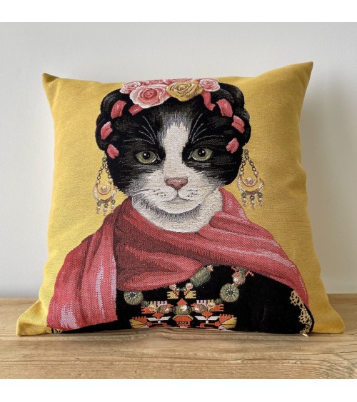 Katzenporträt - Frida Kahlo - Kissenbezug Yapatkwa zierkissen sofa deko kissen kaufen dekokissen sofakissen