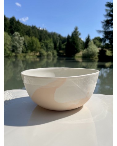 Large Porcelain Bowl - Vapor Pink Maison Dejardin ramen salad fruit pasta soup cereal ceramic bowl