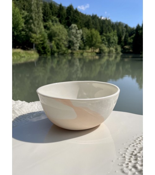 Grand Bol en porcelaine - Vapor Rose Maison Dejardin breton moderne à oreilles