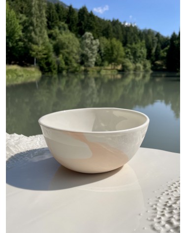 Grand Bol en porcelaine - Vapor Rose Maison Dejardin breton moderne à oreilles