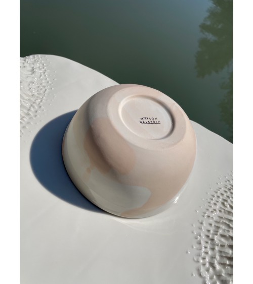 Grand Bol en porcelaine - Vapor Rose Maison Dejardin breton moderne à oreilles