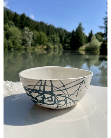 Large Porcelain Bowl - Signature Blue Maison Dejardin ramen salad fruit pasta soup cereal ceramic bowl