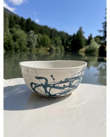 Large Porcelain Bowl - Signature Blue Maison Dejardin ramen salad fruit pasta soup cereal ceramic bowl
