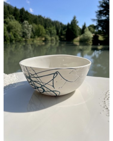 Large Porcelain Bowl - Signature Blue Maison Dejardin ramen salad fruit pasta soup cereal ceramic bowl