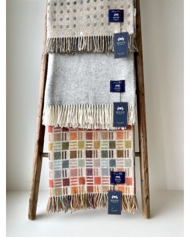 Plaid RIBBON Beige / Multicolor - Couverture en laine mérinos Bronte by Moon un plaid cocooning couverture chaude douce plaid...