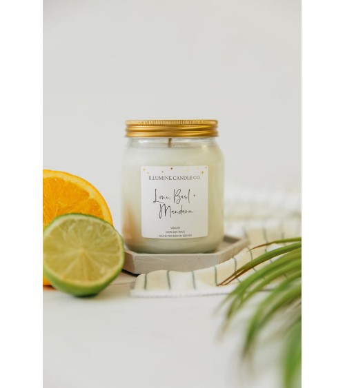 Citron vert, basilic et mandarine - Bougie Parfumée Illumine Candle Co. Bougies Parfumées design suisse original