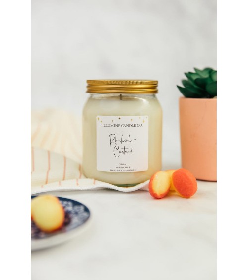 Rhubarbe et crème anglaise - Bougie Parfumée  artisanale maison originale naturelle suisse