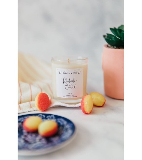 Rhubarbe et crème anglaise - Bougie Parfumée  artisanale maison originale naturelle suisse