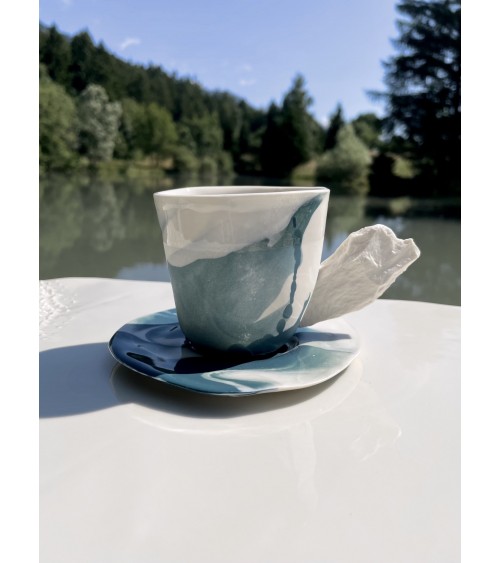 Porcelain Coffee cup - Vapor Blue Maison Dejardin coffee tea cup mug funny