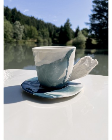 Tasse à café en porcelaine - Vapor Bleu Maison Dejardin design à café thé cappuccino originale grande grosse original fun