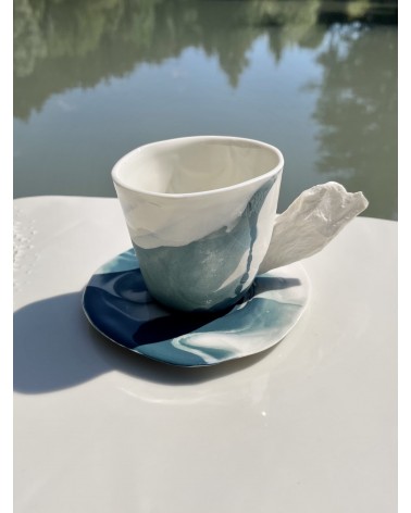 Tasse à café en porcelaine - Vapor Bleu Maison Dejardin design à café thé cappuccino originale grande grosse original fun