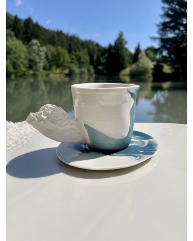 Tasse à café en porcelaine - Vapor Bleu Maison Dejardin design à café thé cappuccino originale grande grosse original fun