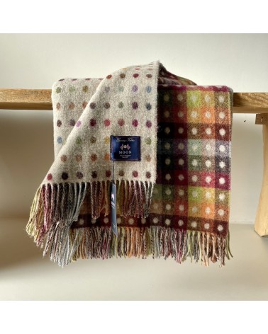 Plaid MULTISPOT Beige - Couverture en laine mérinos Bronte by Moon anglaise plaid tartan ecossais 100 laine highland