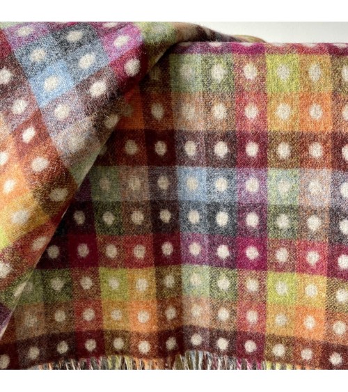 Plaid MULTISPOT Beige - Couverture en laine mérinos Bronte by Moon anglaise plaid tartan ecossais 100 laine highland