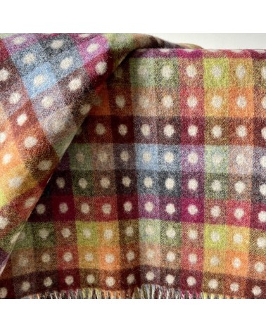 Plaid MULTISPOT Beige - Couverture en laine mérinos Bronte by Moon anglaise plaid tartan ecossais 100 laine highland