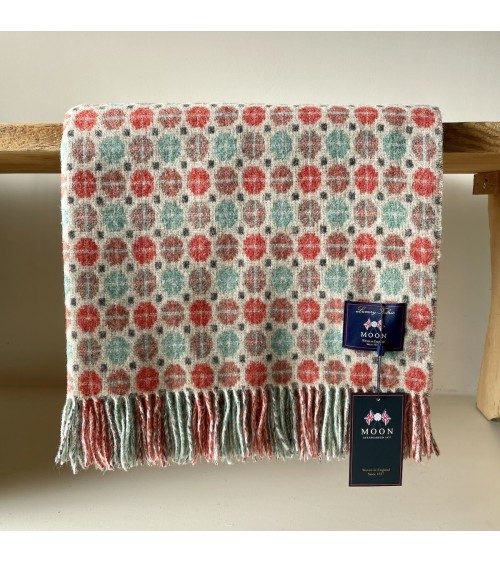 MILAN Coral & Mint - Merino wool blanket Bronte by Moon Throw and Blanket design switzerland original