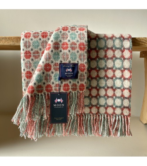 MILAN Corallo e Menta - Coperta di lana merino Bronte by Moon plaid per divano in lana coperta morbida letto matrimoniale pla...