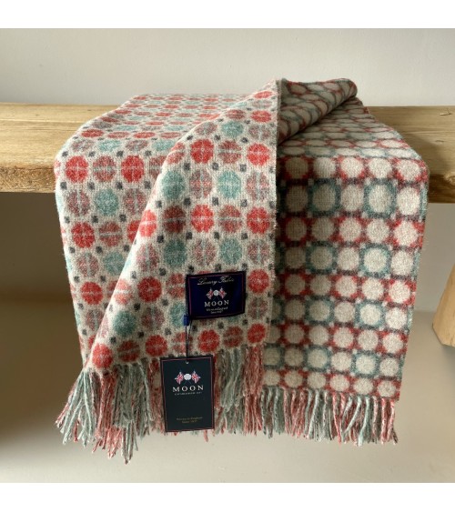 MILAN Corallo e Menta - Coperta di lana merino Bronte by Moon plaid per divano in lana coperta morbida letto matrimoniale pla...