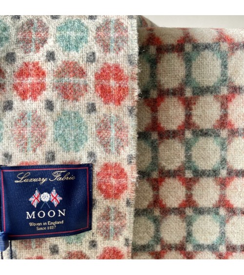 MILAN Corail et Menthe - Plaid en laine mérinos Bronte by Moon plaide pour canapé de lit cocooning chaud