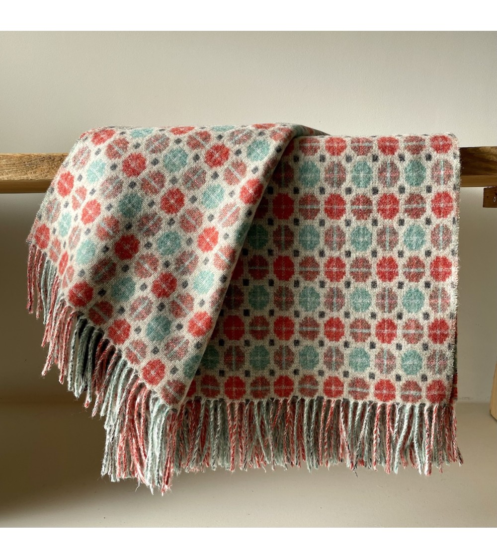MILAN Corallo e Menta - Coperta di lana merino Bronte by Moon plaid per divano in lana coperta morbida letto matrimoniale pla...