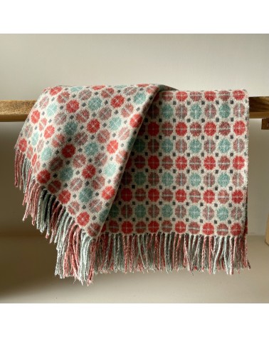 MILAN Coral & Mint - Merino wool blanket Bronte by Moon warm cozy soft sofa throw blanket picnic throws and blankets