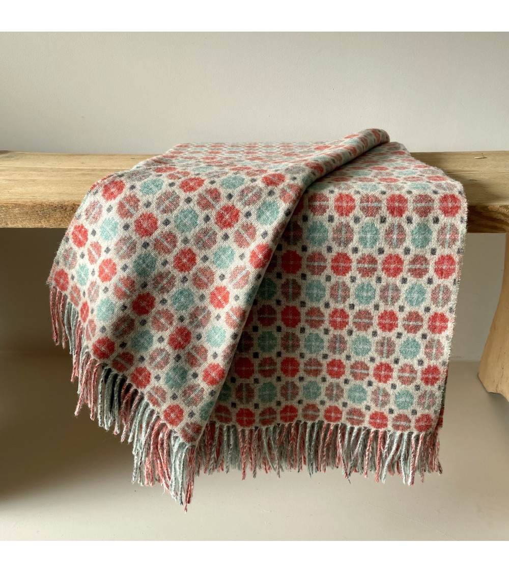 MILAN Corallo e Menta - Coperta di lana merino Bronte by Moon plaid per divano in lana coperta morbida letto matrimoniale pla...