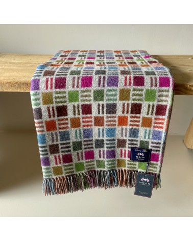 RIBBON Gris / Multicolor - Plaid canapé, couverture en laine Bronte by Moon un plaid cocooning couverture chaude douce plaide...