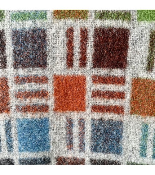 RIBBON Grey / Multi - Merino wool blanket Bronte by Moon warm cozy soft sofa throw blanket picnic throws and blankets