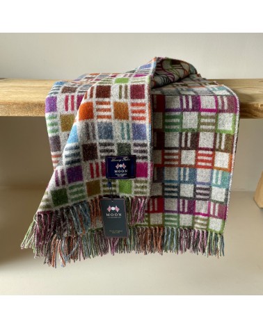 RIBBON Gris / Multicolor - Plaid canapé, couverture en laine Bronte by Moon un plaid cocooning couverture chaude douce plaide...