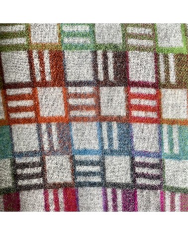 RIBBON Grey / Multi - Merino wool blanket Bronte by Moon warm cozy soft sofa throw blanket picnic throws and blankets