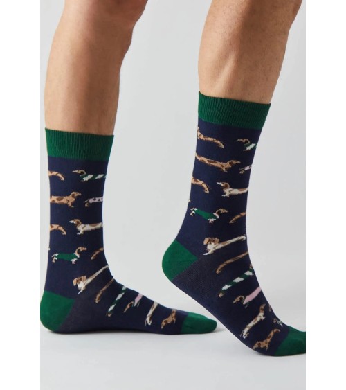 Chaussettes - BePets - Teckels - Bleu Marine Besocks jolies pour femme originales pour homme chausset rigolotes drole Suisse