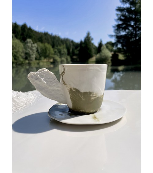 Tasse à café en porcelaine - Vapor Vert Maison Dejardin design à café thé cappuccino originale grande grosse original fun