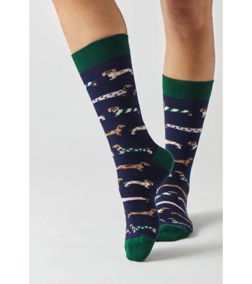 Socken - BePets - Dackel - Marineblau Besocks socke kuschelsocken für damen lustig herren farbige coole socken