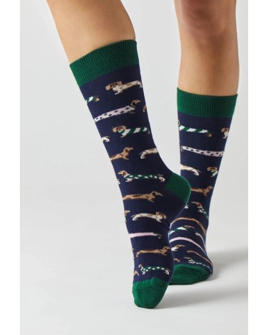 Chaussettes - BePets - Teckels - Bleu Marine Besocks jolies pour femme originales pour homme chausset rigolotes drole Suisse