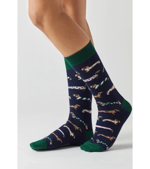 Socken - BePets - Dackel - Marineblau Besocks socke kuschelsocken für damen lustig herren farbige coole socken