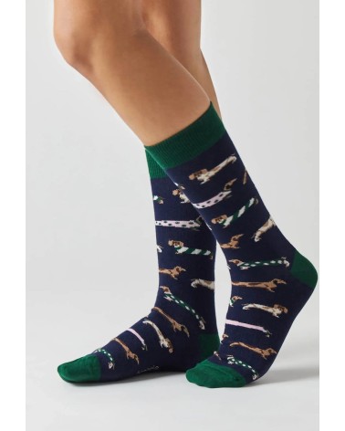 Chaussettes - BePets - Teckels - Bleu Marine Besocks jolies pour femme originales pour homme chausset rigolotes drole Suisse