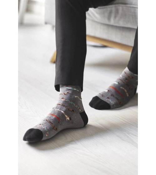 Chaussettes - BePets - Teckels - Gris Besocks jolies pour femme originales pour homme chausset rigolotes drole Suisse