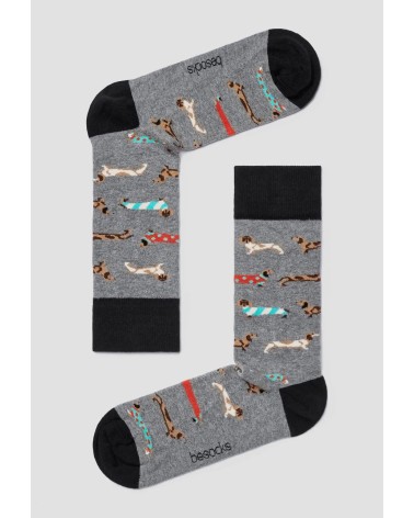 Chaussettes - BePets - Teckels - Gris Besocks jolies pour femme originales pour homme chausset rigolotes drole Suisse