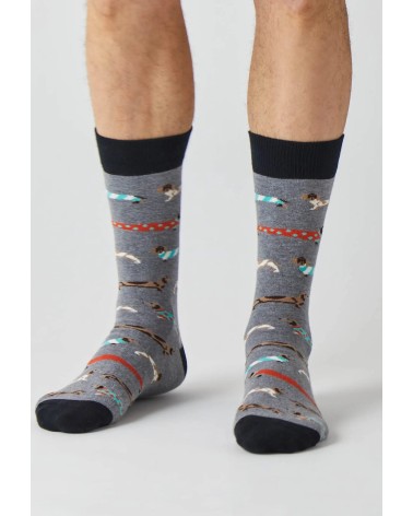 Chaussettes - BePets - Teckels - Gris Besocks jolies pour femme originales pour homme chausset rigolotes drole Suisse